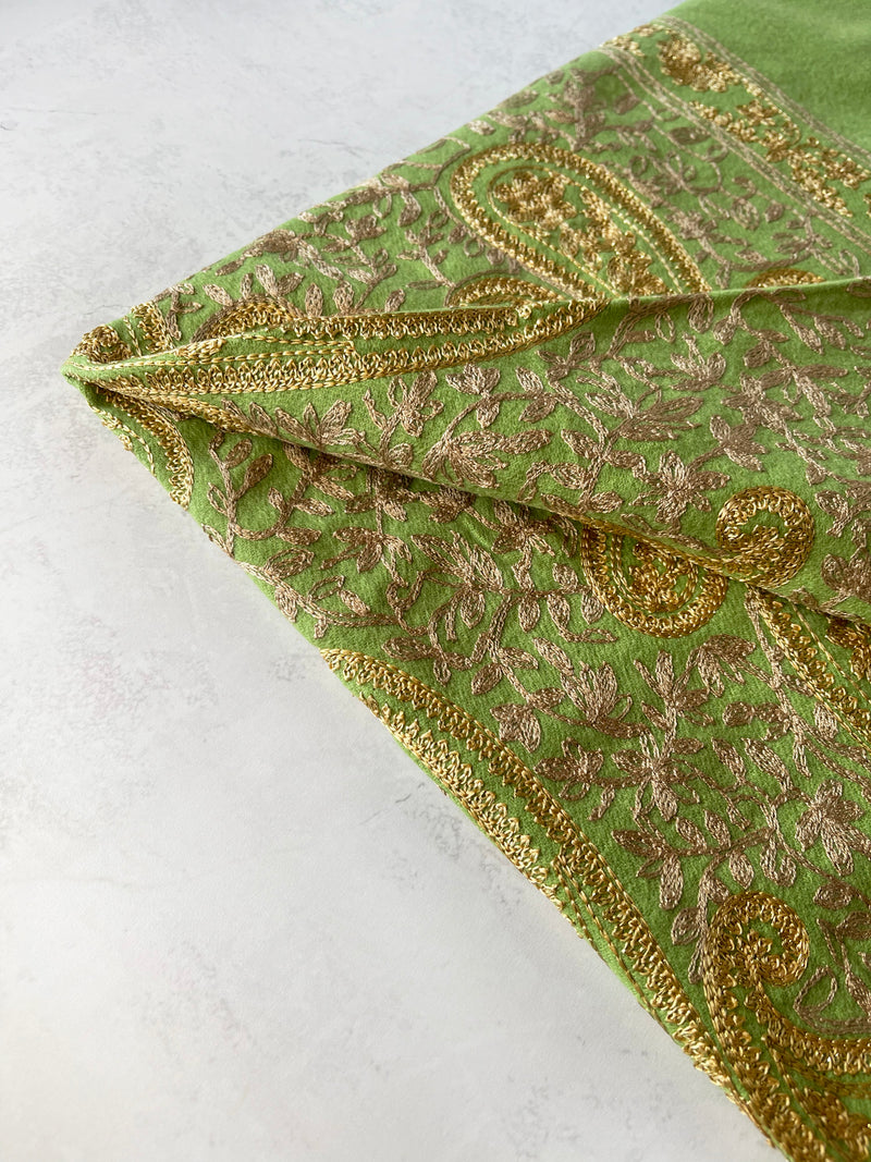 LARGE GREEN PAISLEY CASHMERE COTTON BLEND WINTER SHAWL BLANKET SCARF