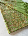 LARGE GREEN PAISLEY CASHMERE COTTON BLEND WINTER SHAWL BLANKET SCARF