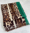 LARGE GREEN SNAKESKIN AND LEOPARD PRINT SCARF