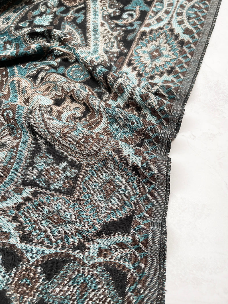 LARGE HAZED BLACK MULTI COLOUR PAISLEY PASHMINA SHAWL SCARF WRAP