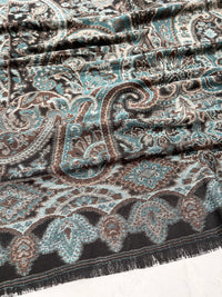 LARGE HAZED BLACK MULTI COLOUR PAISLEY PASHMINA SHAWL SCARF WRAP