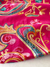 LARGE HOT PINK COLOURFUL PAISLEY CASHMERE COTTON BLEND WINTER SHAWL BLANKET SCARF