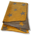 LARGE MUSTARD YELLOW STAR THICK REVERSIBLE WINTER SHAWL BLANKET SCARF