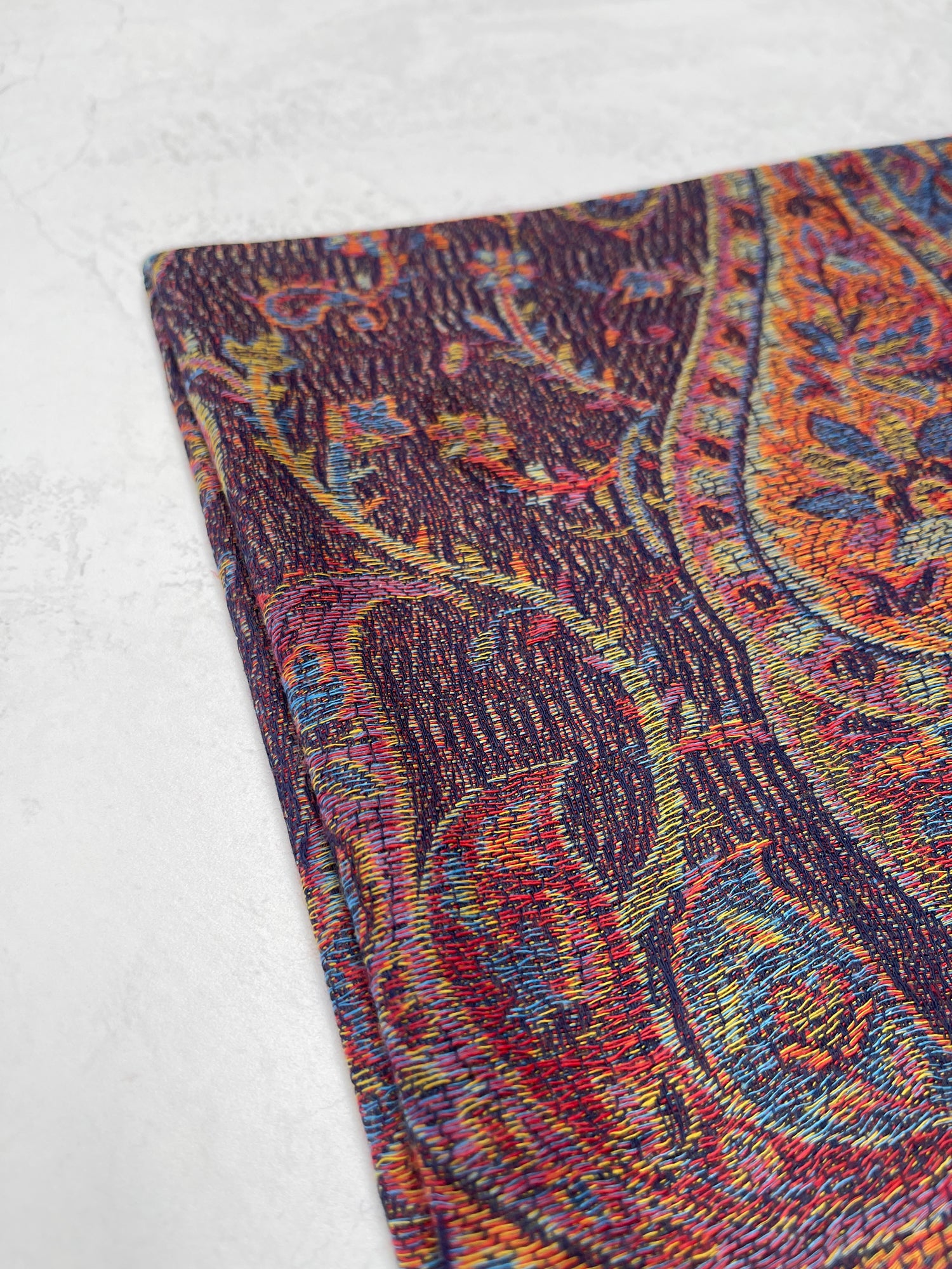LARGE NAVY BLUE MULTI COLOUR PAISLEY PASHMINA SHAWL SCARF WRAP