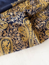 LARGE NAVY PAISLEY CASHMERE COTTON BLEND WINTER SHAWL BLANKET SCARF