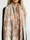 LARGE NUDE RETRO PRINT REVERSIBLE WOOL WINTER SHAWL BLANKET SCARF