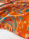 LARGE ORANGE COLOURFUL PAISLEY CASHMERE COTTON BLEND WINTER SHAWL BLANKET SCARF