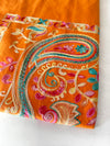 LARGE ORANGE COLOURFUL PAISLEY CASHMERE COTTON BLEND WINTER SHAWL BLANKET SCARF