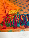 LARGE ORANGE MULTI-COLOUR DOT PRINT PASHMINA SHAWL SCARF