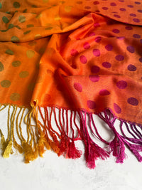 LARGE ORANGE MULTI-COLOUR DOT PRINT PASHMINA SHAWL SCARF