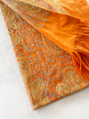 LARGE ORANGE PAISLEY CASHMERE COTTON BLEND WINTER SHAWL BLANKET SCARF