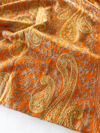 LARGE ORANGE PAISLEY CASHMERE COTTON BLEND WINTER SHAWL BLANKET SCARF