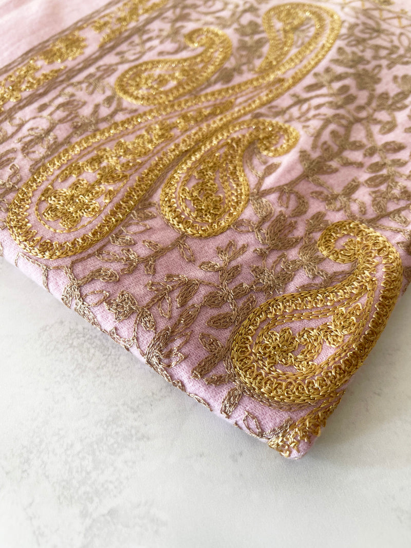 LARGE PINK PAISLEY CASHMERE COTTON BLEND WINTER SHAWL BLANKET SCARF