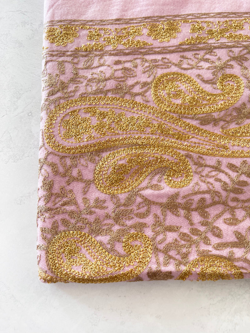 LARGE PINK PAISLEY CASHMERE COTTON BLEND WINTER SHAWL BLANKET SCARF