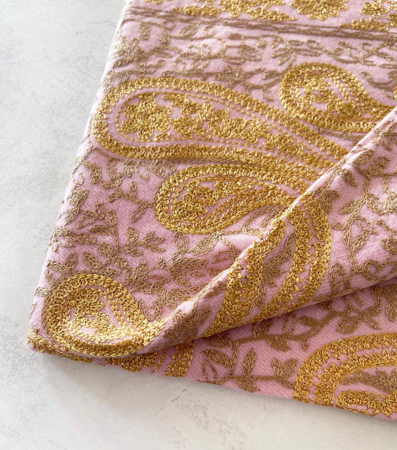 LARGE PINK PAISLEY CASHMERE COTTON BLEND WINTER SHAWL BLANKET SCARF