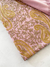 LARGE PINK PAISLEY CASHMERE COTTON BLEND WINTER SHAWL BLANKET SCARF