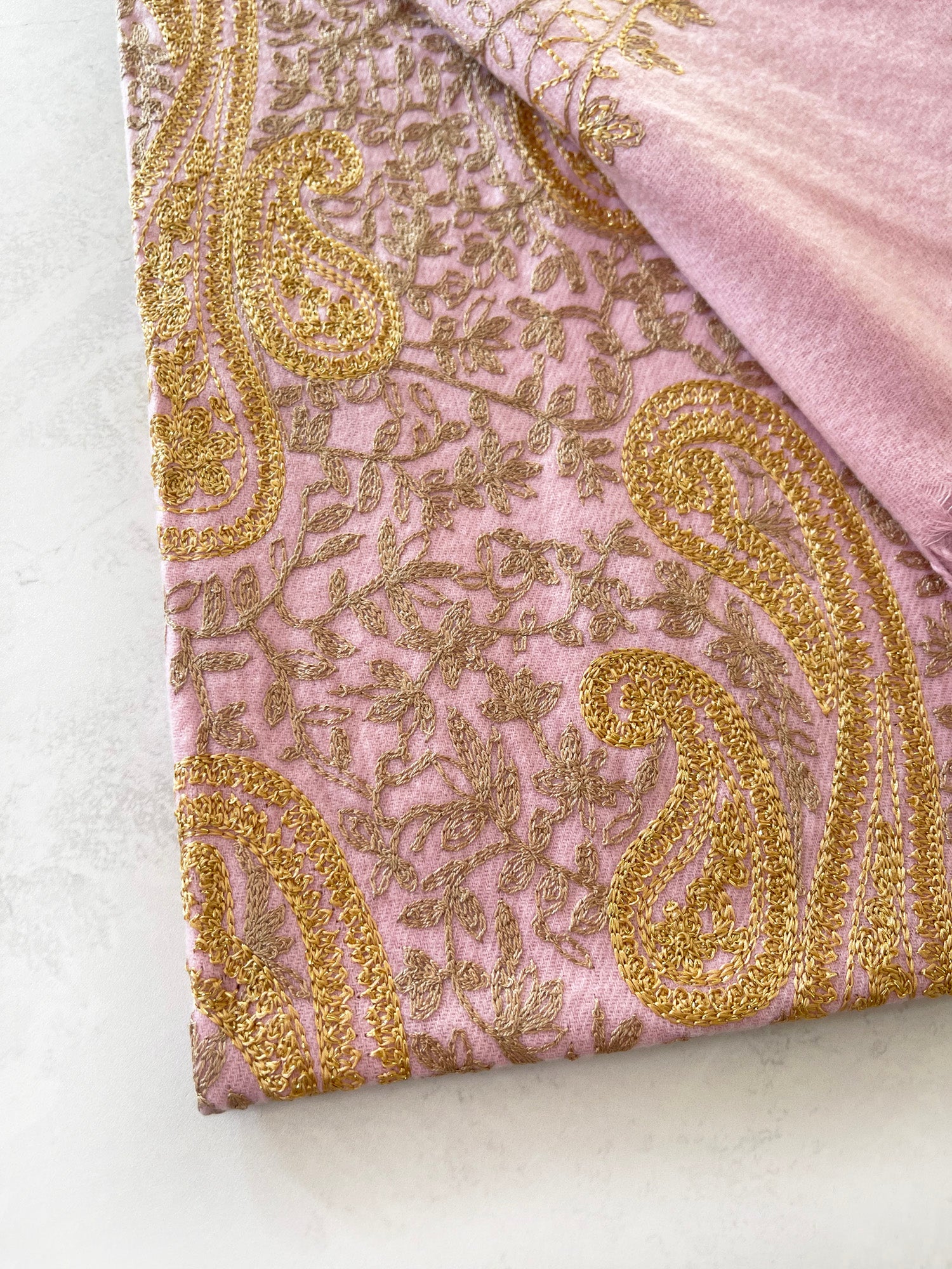 LARGE PINK PAISLEY CASHMERE COTTON BLEND WINTER SHAWL BLANKET SCARF