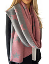 LARGE PINK STAR THICK REVERSIBLE WINTER SHAWL BLANKET SCARF