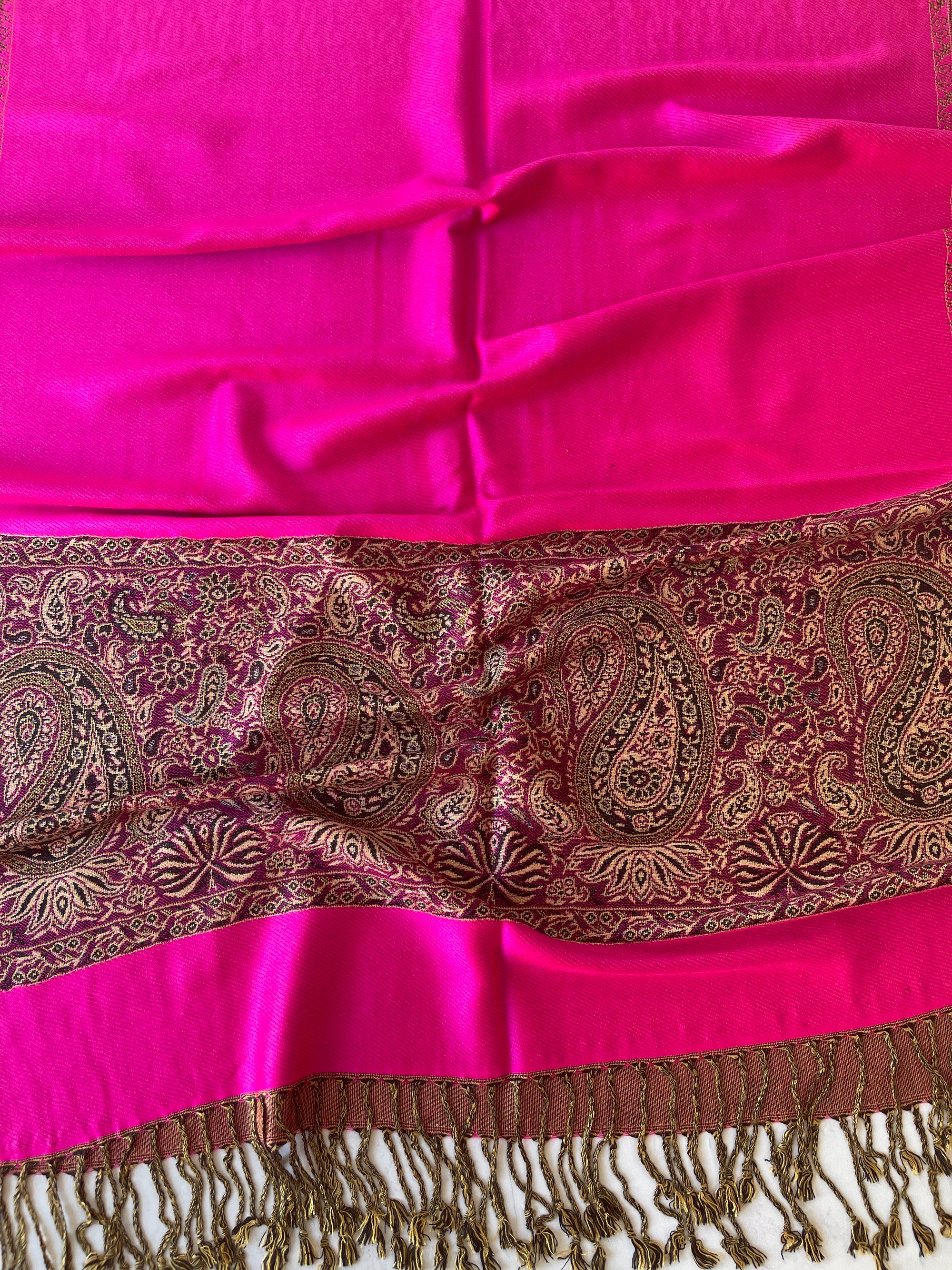 LARGE PLAIN FUCHSIA PINK REVERSIBLE MULTI COLOUR PAISLEY PRINT PASHMINA SHAWL SCARF WRAP