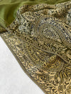 LARGE PLAIN GREEN REVERSIBLE MULTI COLOUR PAISLEY PRINT PASHMINA SHAWL SCARF WRAP