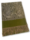 LARGE PLAIN GREEN REVERSIBLE MULTI COLOUR PAISLEY PRINT PASHMINA SHAWL SCARF WRAP