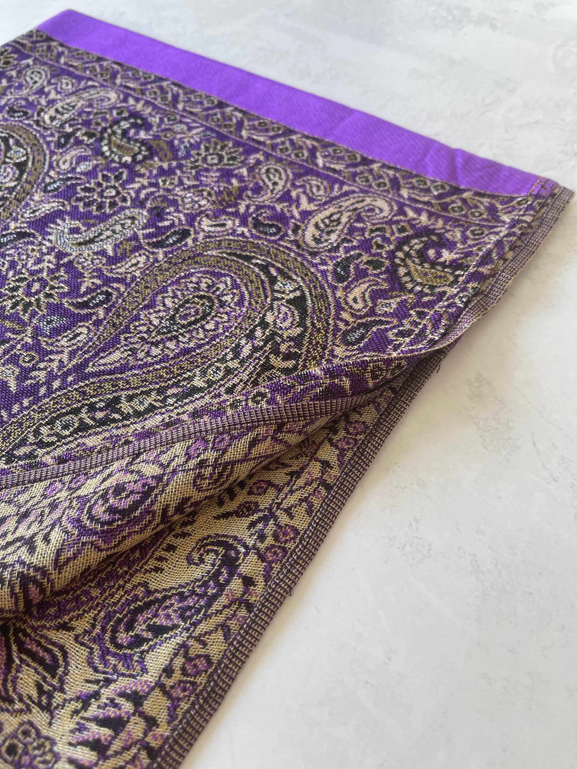 LARGE PLAIN PURPLE REVERSIBLE MULTI COLOUR PAISLEY PRINT PASHMINA SHAWL SCARF WRAP