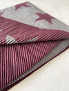 LARGE PURPLE GREY STAR THICK REVERSIBLE WINTER SHAWL BLANKET SCARF