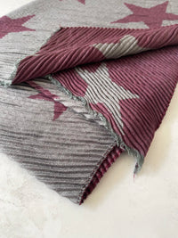 LARGE PURPLE GREY STAR THICK REVERSIBLE WINTER SHAWL BLANKET SCARF