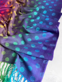 LARGE PURPLE MULTI-COLOUR DOT PRINT PASHMINA SHAWL SCARF