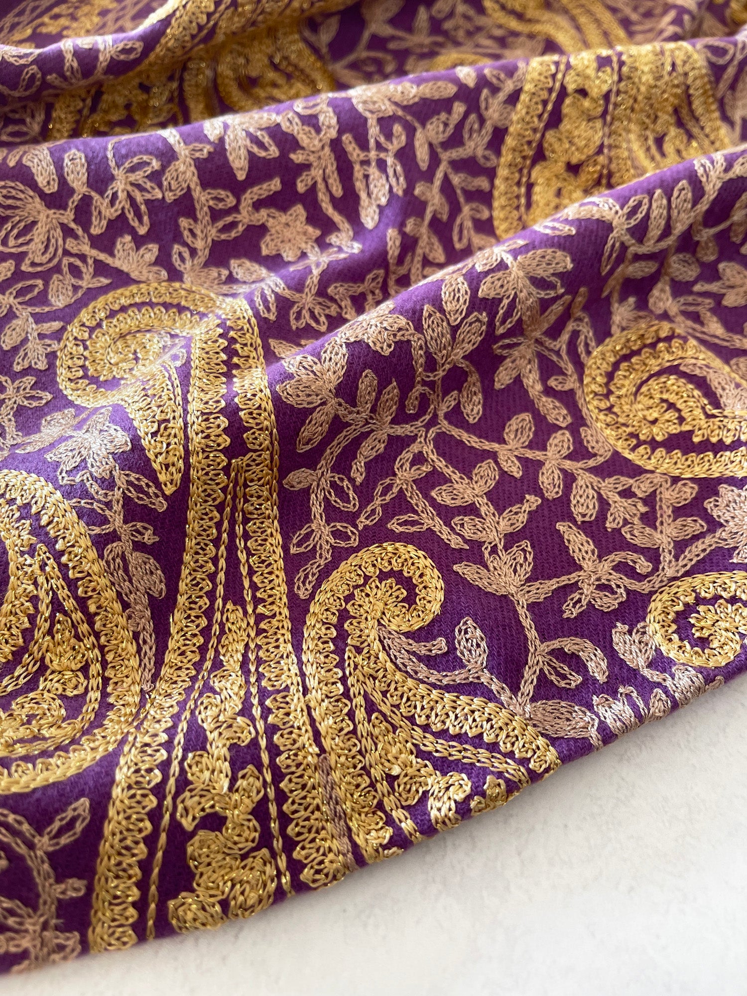 LARGE PURPLE PAISLEY CASHMERE COTTON BLEND WINTER SHAWL BLANKET SCARF