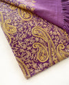 LARGE PURPLE PAISLEY CASHMERE COTTON BLEND WINTER SHAWL BLANKET SCARF