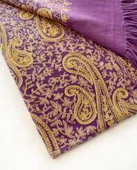 LARGE PURPLE PAISLEY CASHMERE COTTON BLEND WINTER SHAWL BLANKET SCARF