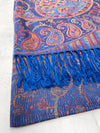 LARGE ROYAL BLUE MULTI COLOUR PAISLEY PASHMINA SHAWL SCARF WRAP