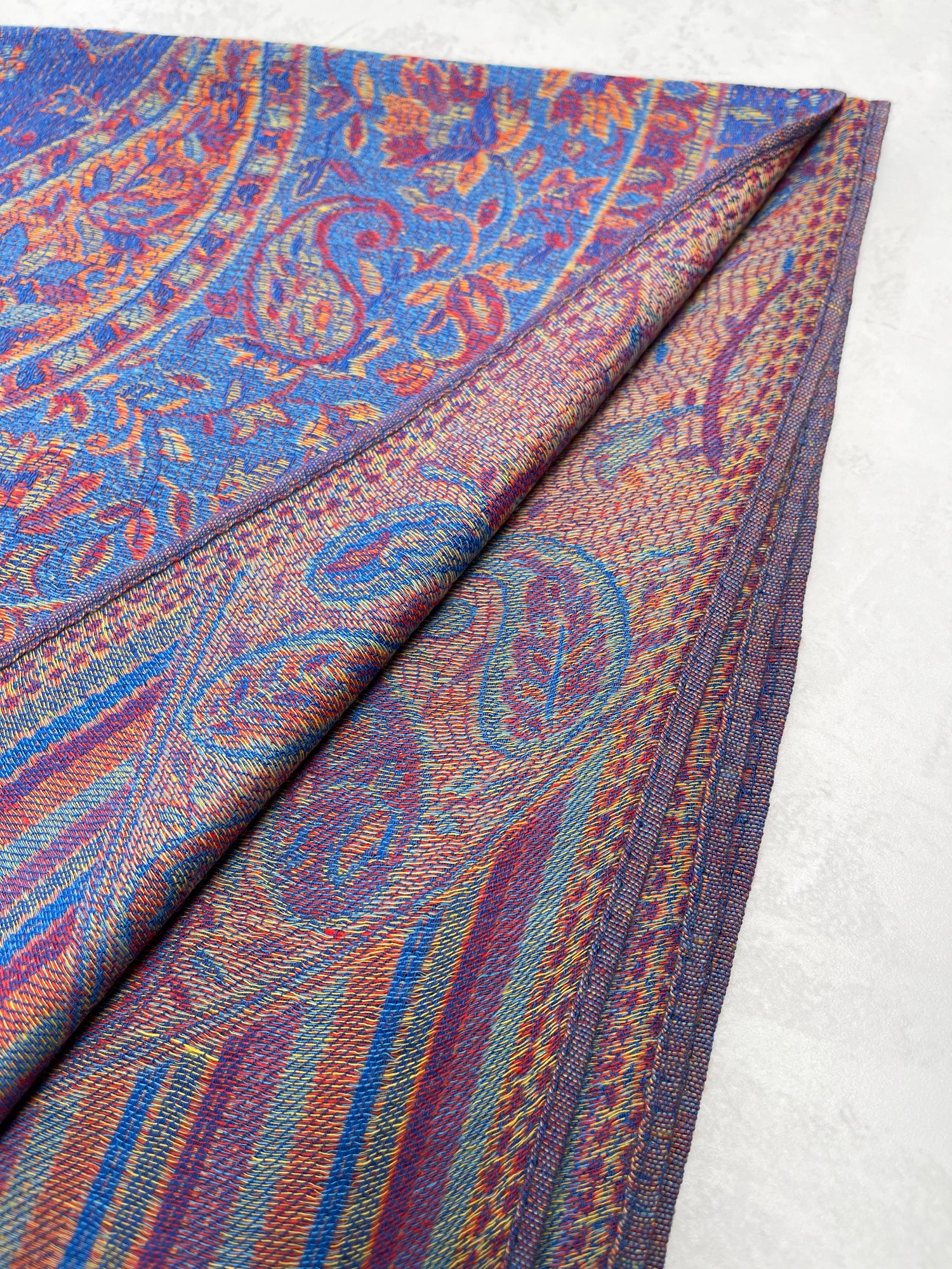 LARGE ROYAL BLUE MULTI COLOUR PAISLEY PASHMINA SHAWL SCARF WRAP