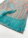 LARGE TEAL MULTI COLOUR PAISLEY PASHMINA SHAWL SCARF WRAP