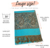 LARGE PLAIN TEAL BLUE REVERSIBLE MULTI COLOUR PAISLEY PRINT PASHMINA SHAWL SCARF WRAP