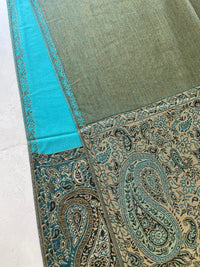 LARGE PLAIN TEAL BLUE REVERSIBLE MULTI COLOUR PAISLEY PRINT PASHMINA SHAWL SCARF WRAP