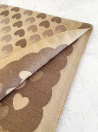 LARGE BEIGE HEART PRINT REVERSIBLE CASHMERE WINTER SHAWL BLANKET SCARF