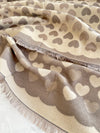 LARGE BEIGE HEART PRINT REVERSIBLE CASHMERE WINTER SHAWL BLANKET SCARF