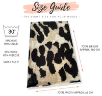 LARGE BEIGE WOOL BIG LEOPARD PRINT SCARF