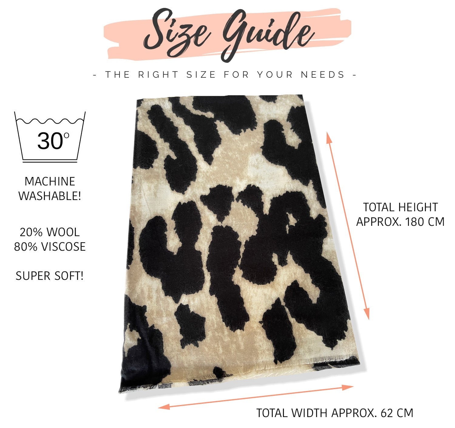 LARGE BEIGE WOOL BIG LEOPARD PRINT SCARF