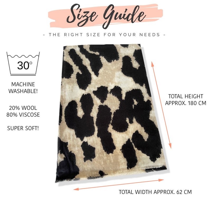 LARGE BEIGE WOOL BIG LEOPARD PRINT SCARF