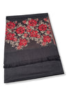 LARGE BLACK FLORAL PRINT SILKY FEEL PASHMINA SHAWL SCARF