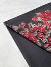 LARGE BLACK FLORAL PRINT SILKY FEEL PASHMINA SHAWL SCARF