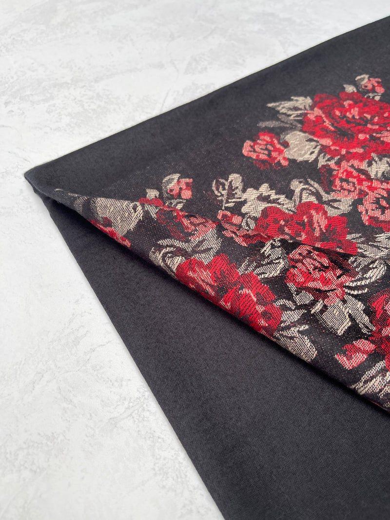 LARGE BLACK FLORAL PRINT SILKY FEEL PASHMINA SHAWL SCARF