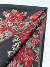 LARGE BLACK FLORAL PRINT SILKY FEEL PASHMINA SHAWL SCARF