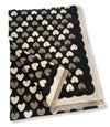 LARGE BLACK HEART PRINT REVERSIBLE CASHMERE WINTER SHAWL BLANKET SCARF
