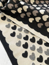LARGE BLACK HEART PRINT REVERSIBLE CASHMERE WINTER SHAWL BLANKET SCARF