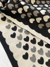 LARGE BLACK HEART PRINT REVERSIBLE CASHMERE WINTER SHAWL BLANKET SCARF