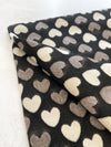LARGE BLACK HEART PRINT REVERSIBLE CASHMERE WINTER SHAWL BLANKET SCARF